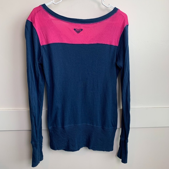 Roxy Blue & Pink Colorblock Long Sleeve Shirt - Picture 2 of 5
